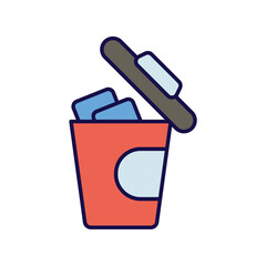 dustbin color line icon with white background vector stock illustration