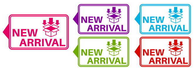 Set new arrival labels. new comer symbol sticker design template Vector illustration