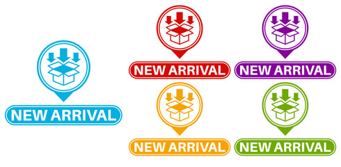 Set new arrival labels. new comer symbol sticker design template Vector illustration
