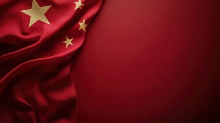 Red Chinese Flag with Five Gold Stars on Red Background for Patriotic Designs