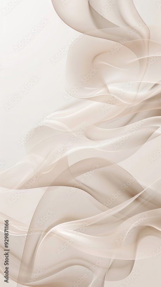 Poster the artwork showcases flowing beige shapes on a white background, creating a serene and calming visu