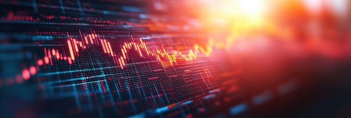 Obraz premium Red and Blue Stock Market Candlestick Chart on Screen