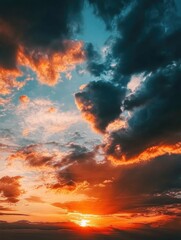 Sunset over ocean horizon