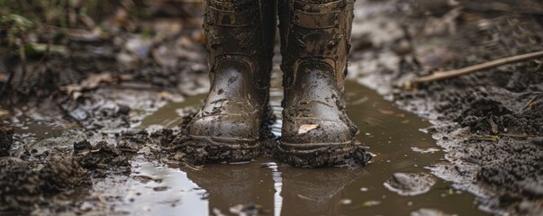 rubber boots in the mud.