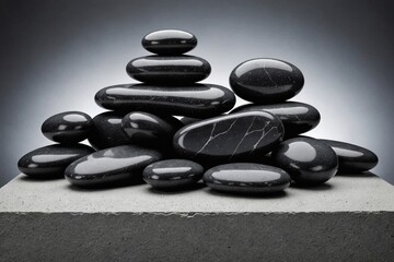 Fototapeta premium composition of black stones for the podium