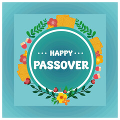 Easter greeting card, poster, invitation, flyer. Happy Easter inscription. Jewish holiday background. flat vector modern illustration