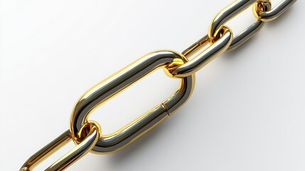 Obraz premium Gold Chain Link Close Up, Shiny Metal Interlocking Design for Strength and Connection