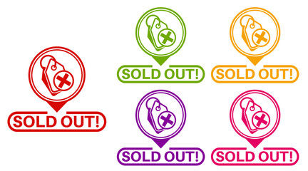 set sign sold out icon. Sale stickers label template banner design vector illustration