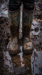 rubber boots in the mud.