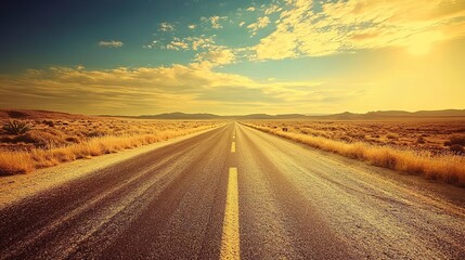 Naklejka premium Empty asphalt road, Adventure road in desert