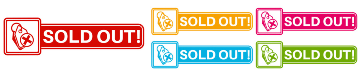 sets old out labels icon. Sold product social media design sticker template vector illustration	