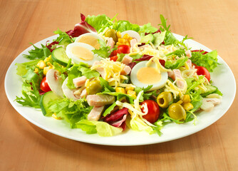 Salat, Nizzasalat, Ei, Oliven, Salatteller, Tomaten,