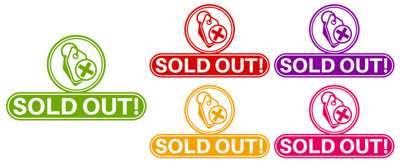 set Icon sold out sign. sold information label template design vector illustration