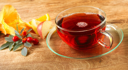 Früchtetee, Glastasse, Tee, Apfel, gesund