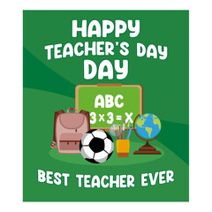 Fototapeta premium Happy teachers day poster concept. flat vector modern illustration