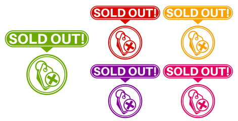 set sold out sign icon. product not available symbol labels sticker template symbol design vector illustration	
