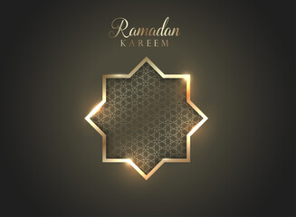 Dark gold elegant Ramadan greeting card with star