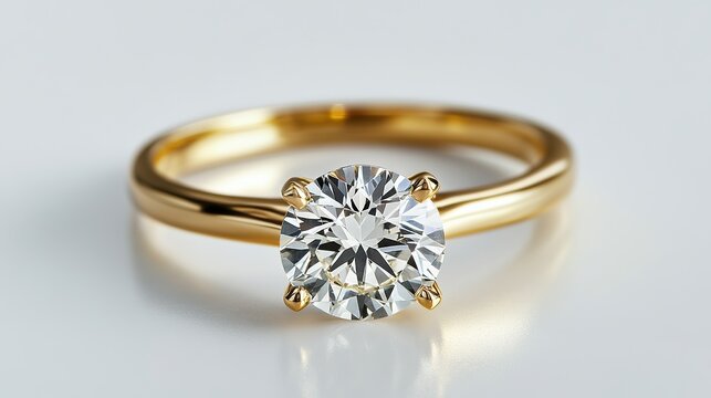 Yellow gold diamond ring set in a white engagement solitaire style