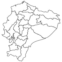 Ecuador outline map isolated on transparent background. 