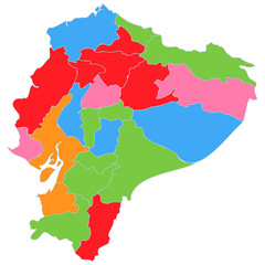 Colorful Ecuador map isolated on transparent background.