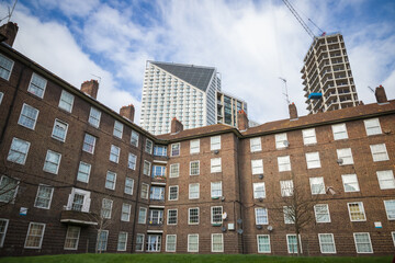 Mixture of new developments and old council blocks in Elephant and Castle, London