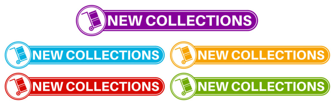 set vector trendy colorful new collections icon. New arrival sign social media template design label vector illustration