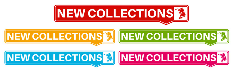 set vector trendy colorful new collections icon. New arrival sign social media template design label vector illustration