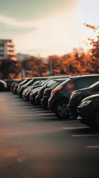 Vertical shot of parked cars in a lot
