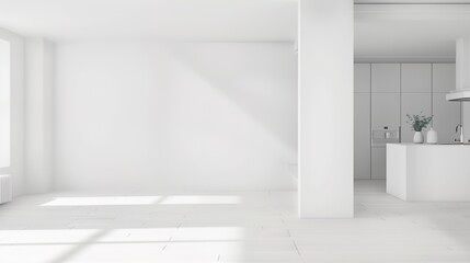 modern home, clean minimalist interior with empty frames on the wall, mockup