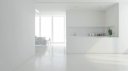 Fototapeta premium modern home, clean minimalist interior with empty frames on the wall, mockup