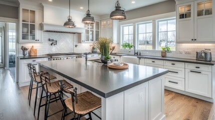 Modern Kitchen Design with White Cabinets and Farmhouse Touches