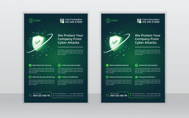 cyber security flyer design layout template,