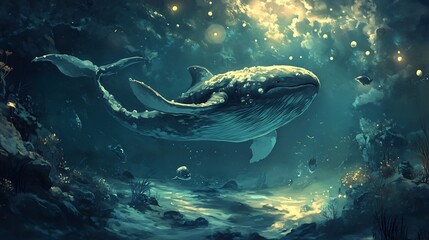 Fototapeta premium Whale in the Deep Blue