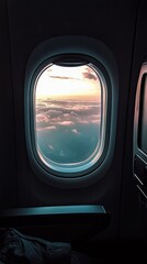 Naklejka premium Looking out the window from the seat of an airplane