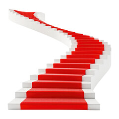 stairs with red carpet to success isolated on transparent white background, clipping path