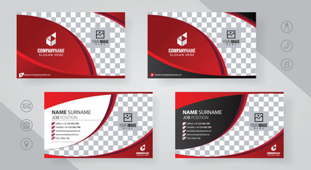 Set of red and black Modern Corporate Business Card Design Templates, vector eps 10