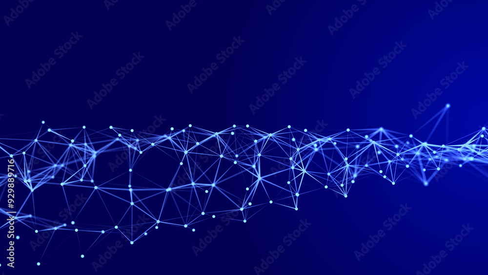 Poster Modern design of network connection structure. Abstract background with interlacing dots and lines. 3D rendering.
