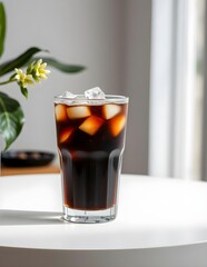 Glass of cola , Glass of cola with ice, Glass of cola drink with mint, Cola with ice, Long Island iced tea isolated on white background