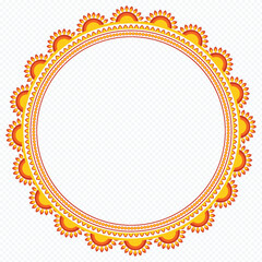 Durga Puja, Sale. Tag, Poster, Png. Background, Frame, Border, Ornate Circular Frame with Floral Patterns
