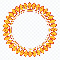 Durga Puja, Sale. Tag, Poster, Png. Background, Frame, Border, Ornate Circular Frame with Floral Patterns
