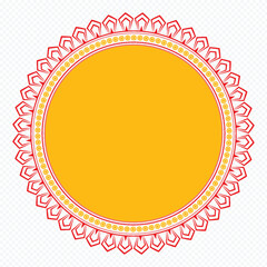 Durga Puja, Sale. Tag, Poster, Png. Background, Frame, Border, Ornate Circular Frame with Floral Patterns
