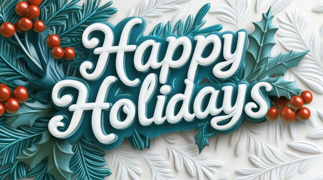 A close up of a happy holidays sign on white paper, AI