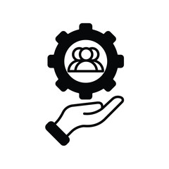 team management glyph icon with white background vector stock illustration