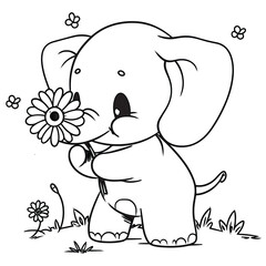 An Elephant with flowers