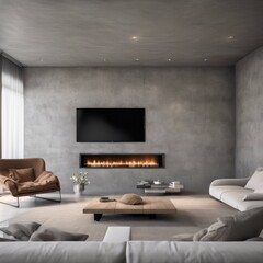 modern living room with fireplace