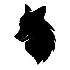 Fox silhouette for logo design isolated on transparent background.