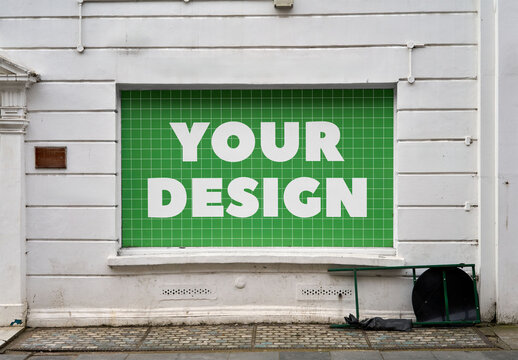 Mockup Of Horizontal Customizable Sign On Building
