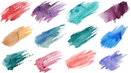 Fototapeta premium Set of watercolor brushstrokes. Colorful paint spots