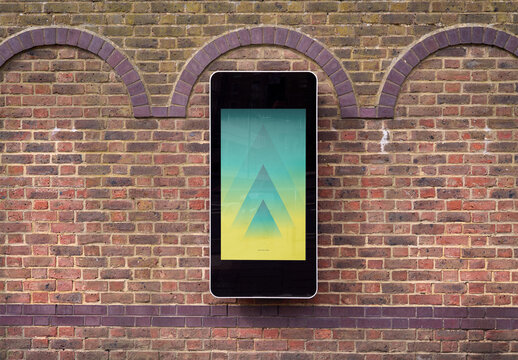 Mockup Of Vertical Customizable Sign, Cell Phone Style