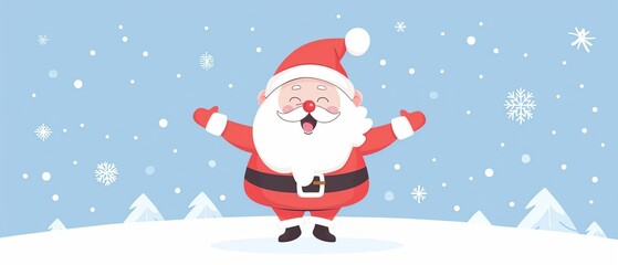 Cartoon Santa Claus, kawaii holidays, cute Christmas, joyful celebrations, flat design illustration